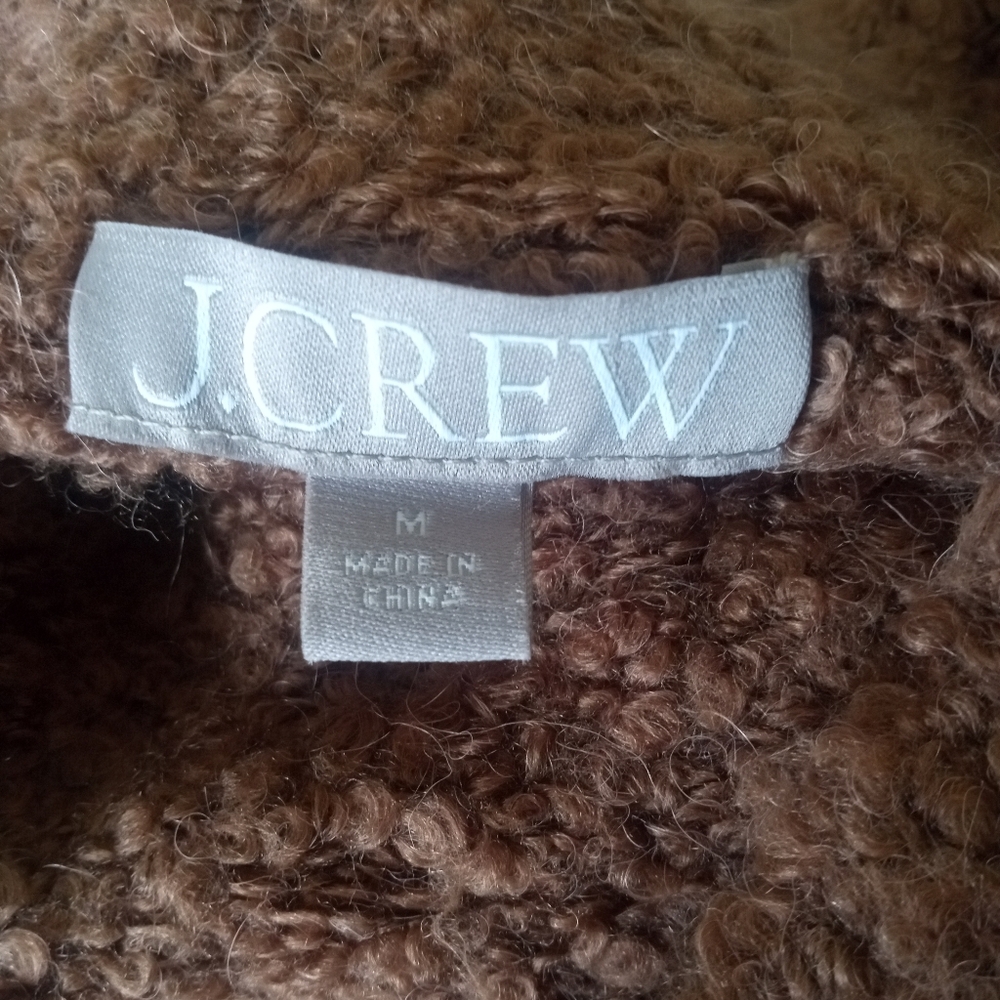 J. CREW Soft Yarn Boucle Turtleneck Sweater In Caramel Brown | M - Picture 8 of 8